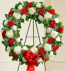 Red and White <BR>Standing Wreath Davis Floral Clayton Indiana from Davis Floral